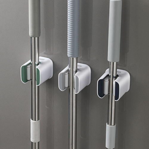 Mop rack hook wall-mounted punch-free bathroom powerful broom clip mop artifact fixed straight buckle storage