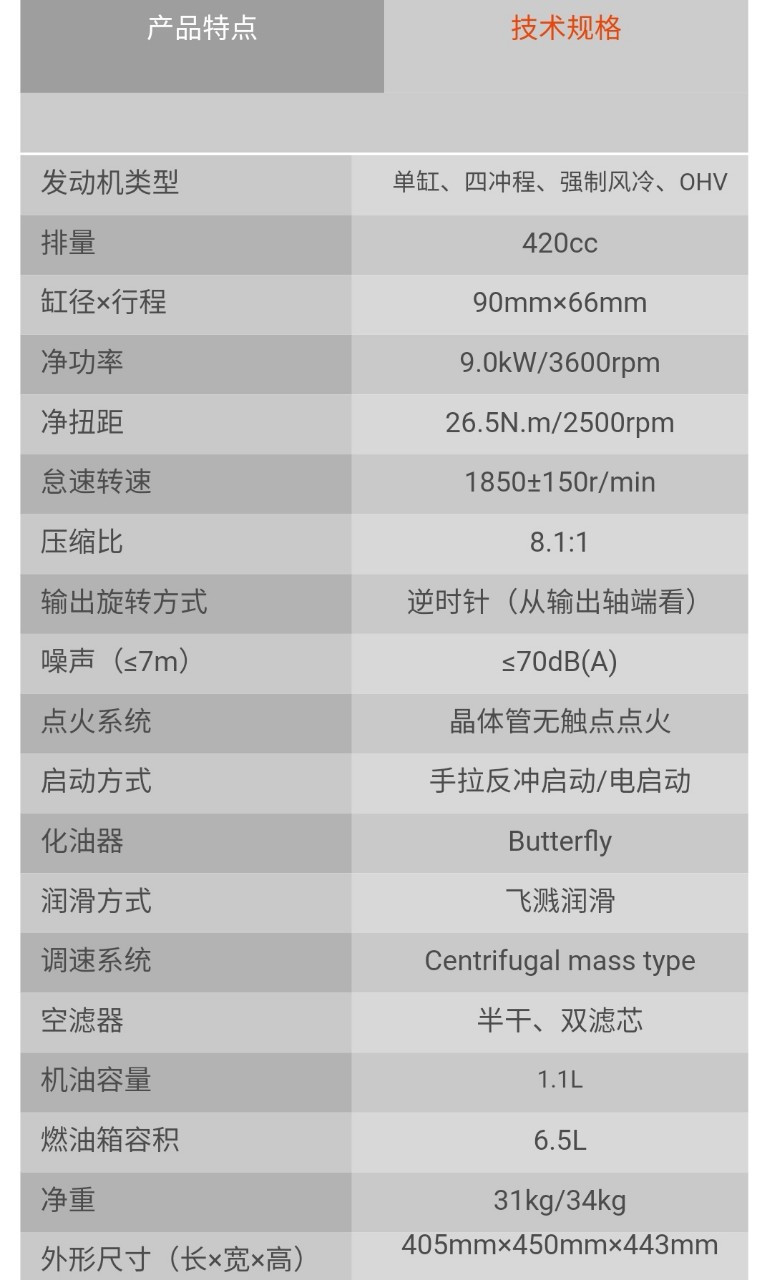 Longxin G420F turbine gasoline engine ship machine 420cc road cutting machine flat key 25mm shaft diameter