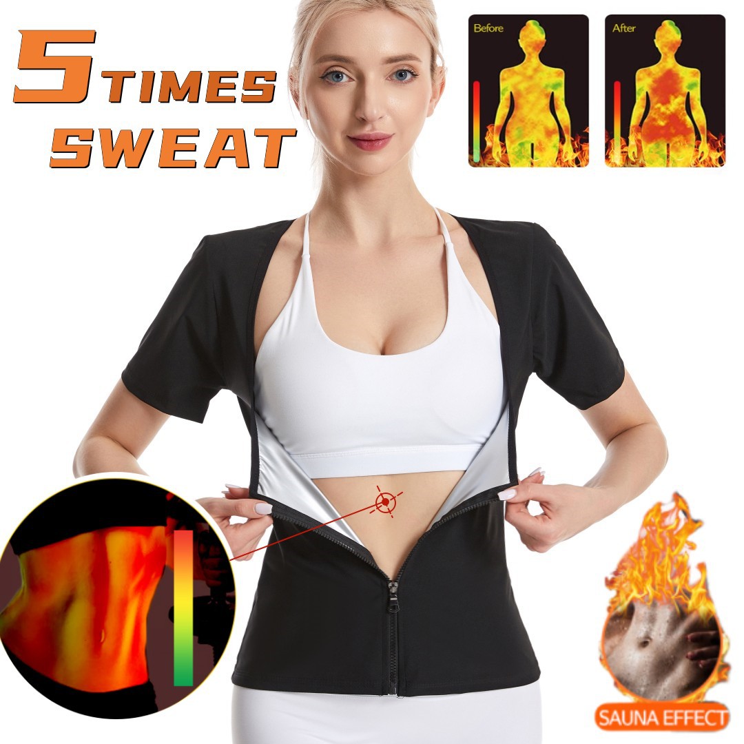 Transfronterizo de las mujeres sudor corsé pecho ropa interior yoga corsé vientre contrayendo sudor-Romper ropa cremallera deportes camiseta