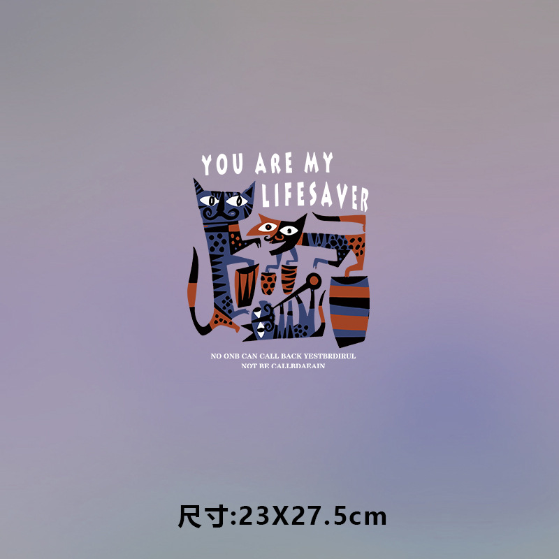 高级烫画图案新款卡通youaremy猫烫画贴印花衣服热转印白墨布贴