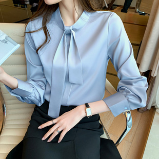 Spring 2025 New Acetic Acid Satin High-end Professional Shirt Elegant Suit with Long Sleeve Top for Women