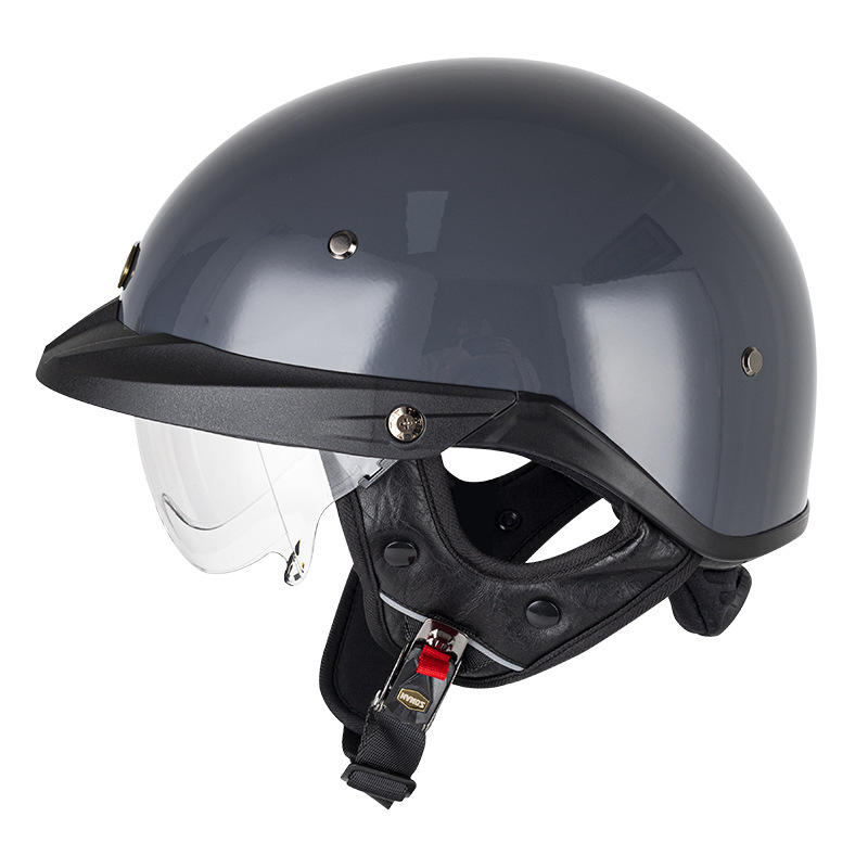 Half Helmet Electric: Motuoche Motosiklet kaskı (dəbilqə) - cement-gray-transparent-inner-lens-m