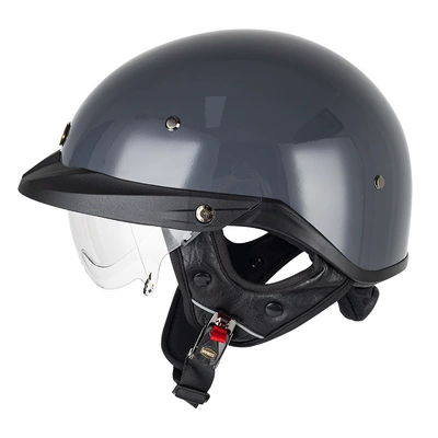 Soman Motorcycle Helmet Retro Half: Motosiklet kaskı (dəbilqə) - cement-gray-transparent-inner-mirror-m