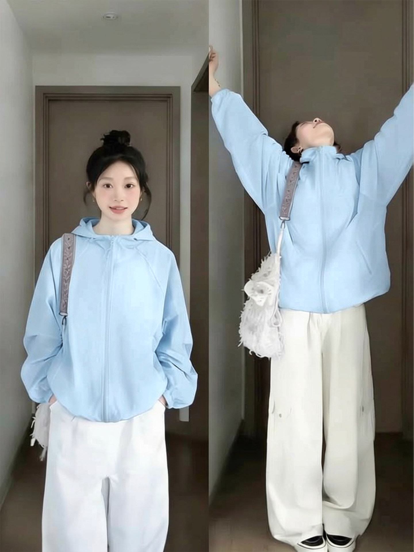 Qadın üçün nazik günəşdən qoruyucu küləkli gödəkçə