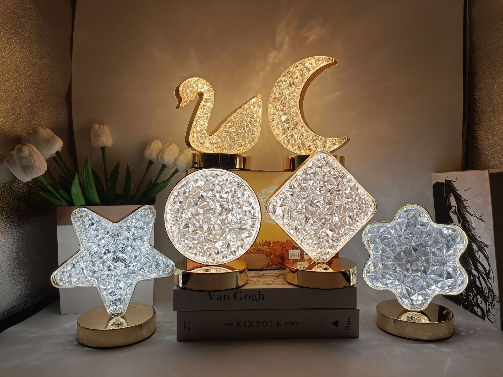 Regalos creativos Estrellas Luna Luz nocturna Lámpara de escritorio toque tricolor Luz de atmósfera Regalo de cumpleaños led