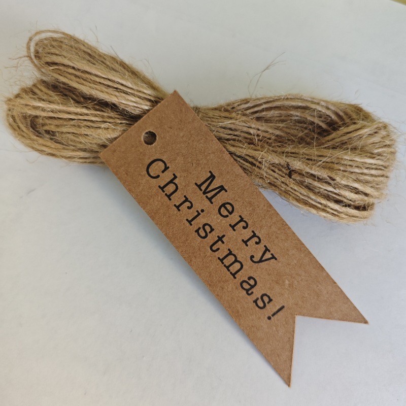 圣诞牛皮纸吊卡100张+20米麻绳复古英文小标签大号燕尾包装卡片