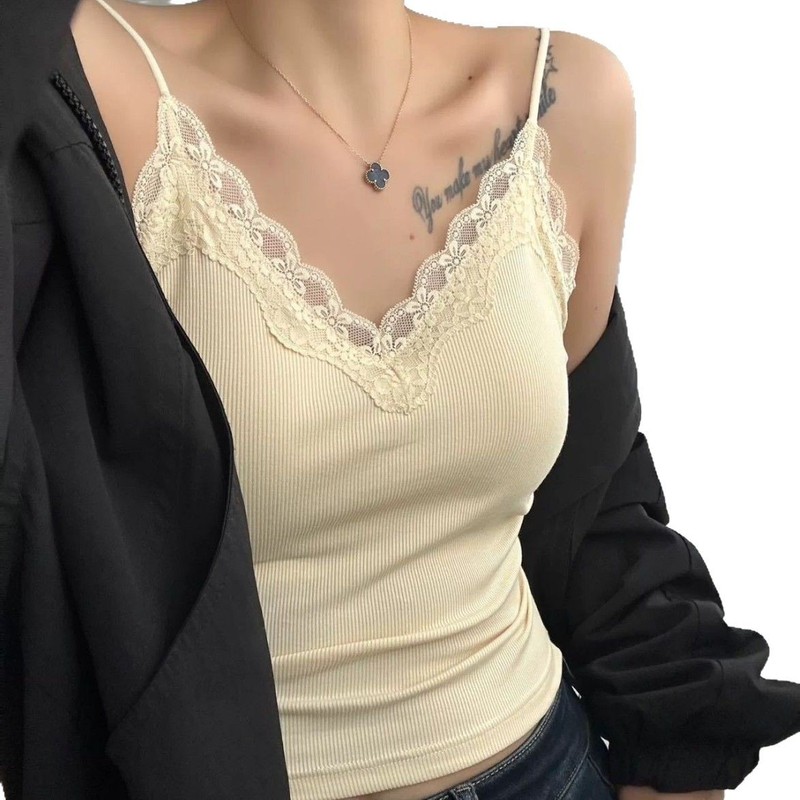 新商品の純綿レースの美背キャミソールのフランスねじ固定カップはvネックの女性のセクシーな上着を集めています。|undefined