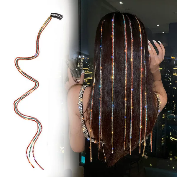 Europe and the United States cross-border new colorful flash diamond hair card network red with tassel headdress high temperament braided hair dirty braid hair belt