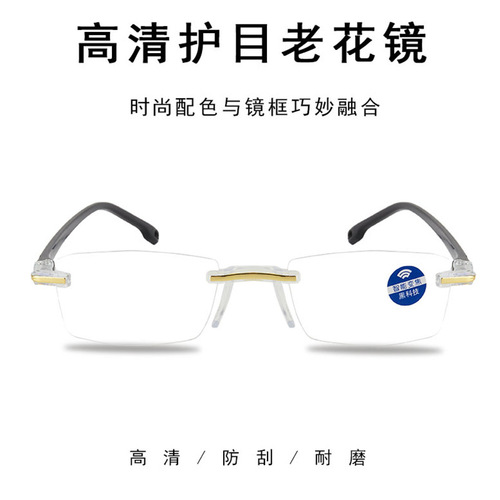 Cut-edge rimless reading glasses, anti-blue light reading glasses, smart zoom street stalls, dropshipping wholesale