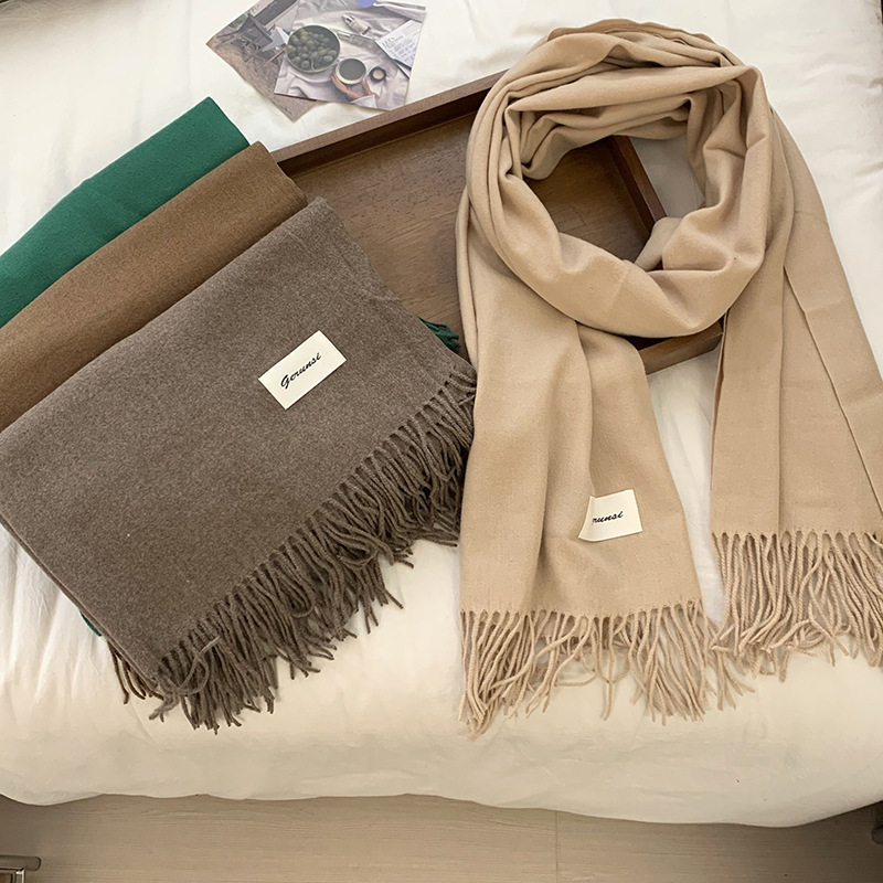 Bufandas de alta calidad de otoño y invierno de color sólido japonés y coreano dulce protector de cuello imitación de cachemire bufandas de calentamiento amplio chaleón