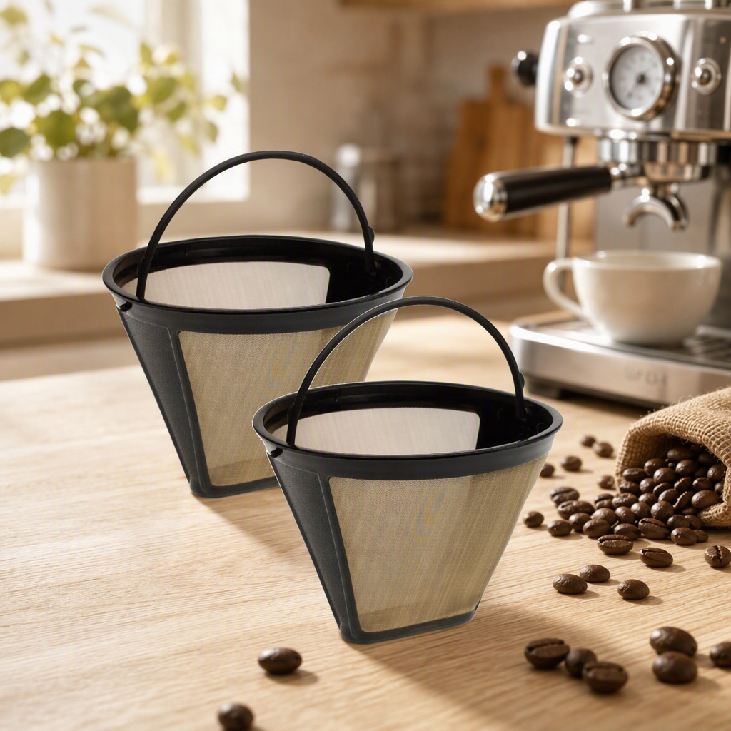 Filtro de Café Cónico #4 de Acero Inoxidable Reutilizable para Hogar