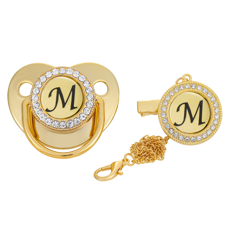 Venta caliente transfronteriza bebé destete chupete Diamante de alta calidad Golden Baby Point Diamond comodidad jugar boca