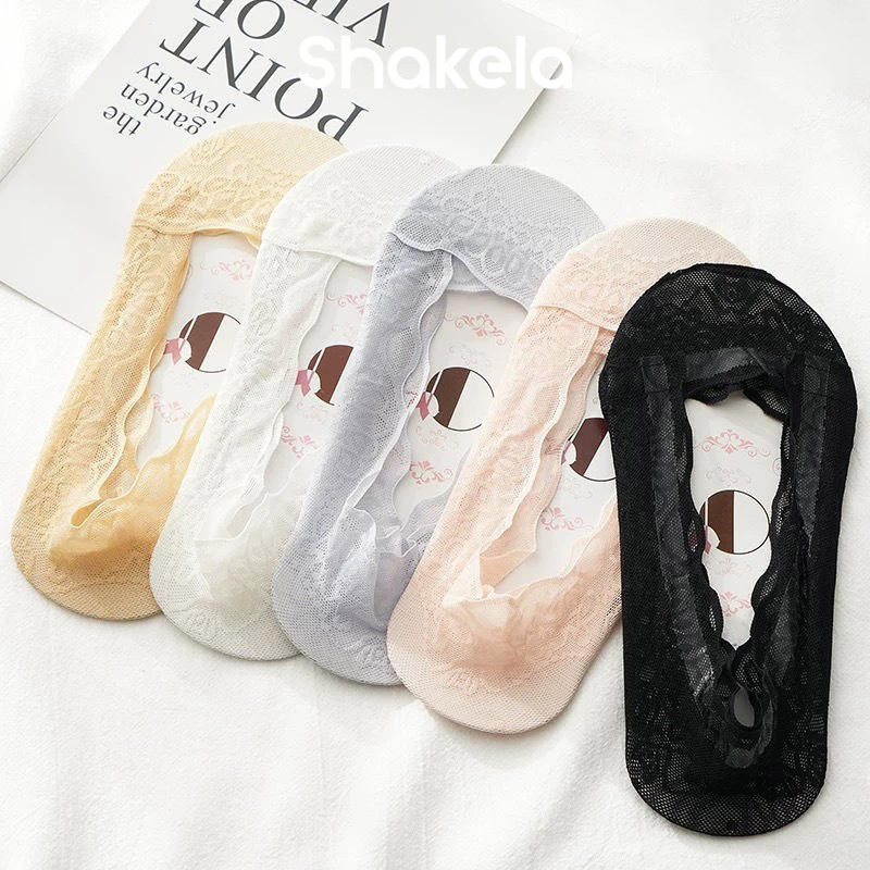 Suxuan Lace Boat Socks Women's Invisible Socks Summer Cotton Bottom Shallow Mouth Breathable Silicone Non-Slip Non-Falling Breathable Non-Slip