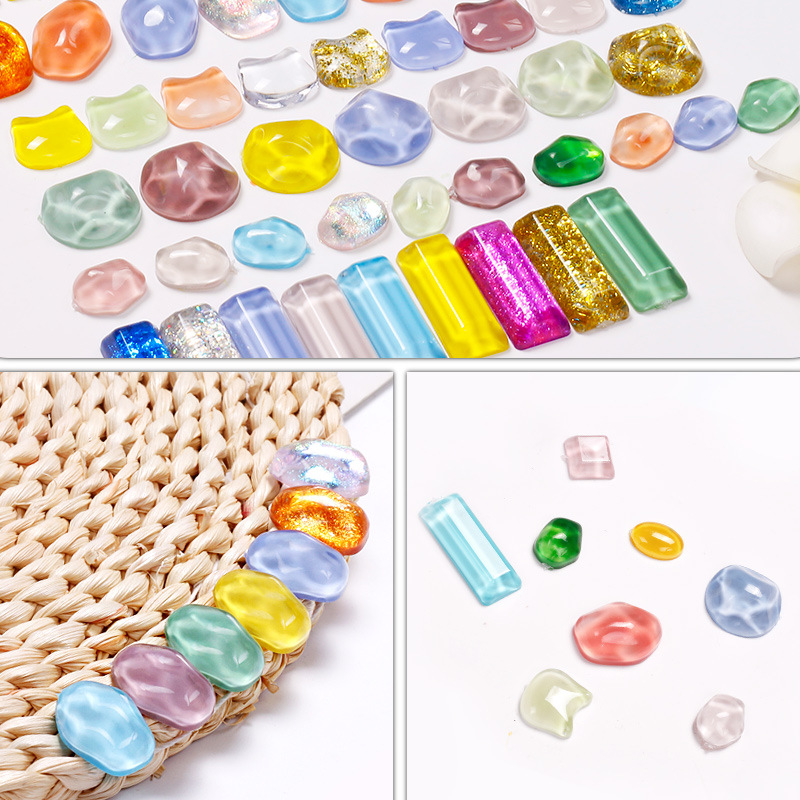 Tarjeta de color ondulada de manicura japonesa de alta permeabilidad al agua, tarjeta de color irregular cuadrada y redonda, cuentas de frijoles rectangulares