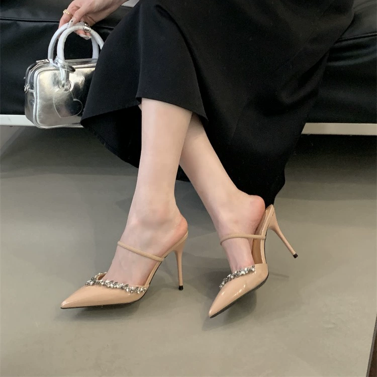 Sandals high heels, footwear, slippers pointy toe, shoes, french style