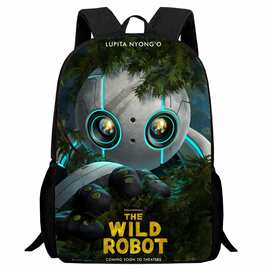 新品印花荒野机器人 The Wild Robot学生书包 卡通双肩背包轻便男