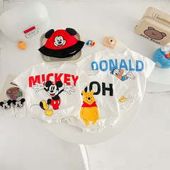 版權保護！卡通潮款三角包屁衣柔軟棉質男女寶米奇維尼熊哈衣爬服