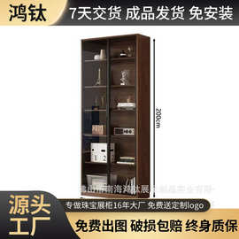 定制玻璃陈列柜客厅展示柜落地酒柜窄柜子手办收纳储物玩具柜书柜