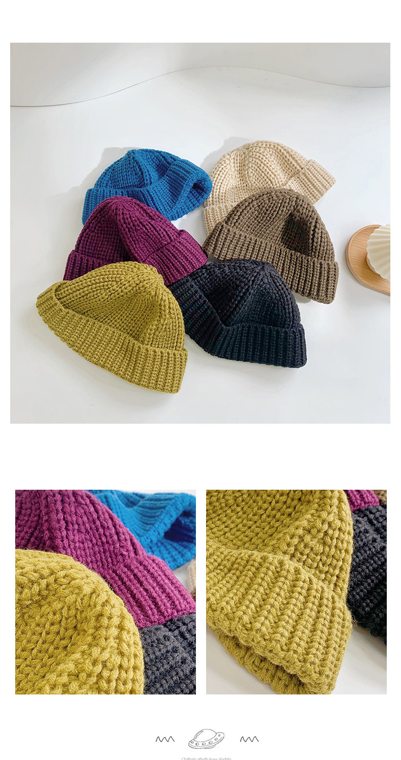 Unisex Children's hat Autumn solid color baby wool hat Autumn winter boys and girls warm melon skin hat knitted hat_voghion.com