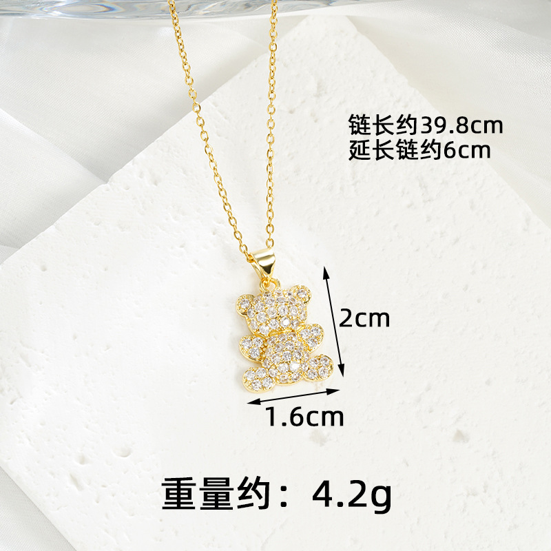 Transfronterizos Vietnam arenas collares de oro de estilo europeo y americano con diamantes osos pequeños set de pendientes femeninos no se desvanecen joyas