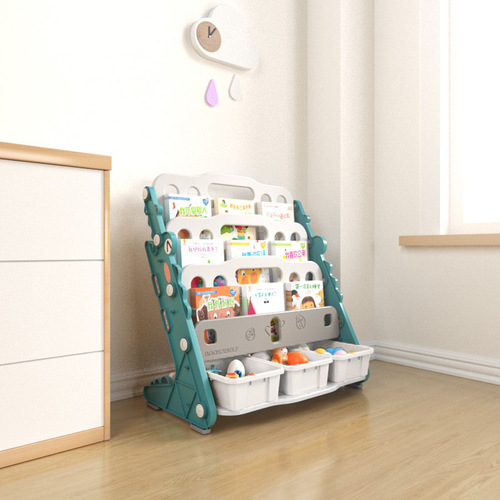 Leqi storage rack simple household floor-standing kindergarten bookshelf plastic baby cartoon picture book rack children's bookshelf