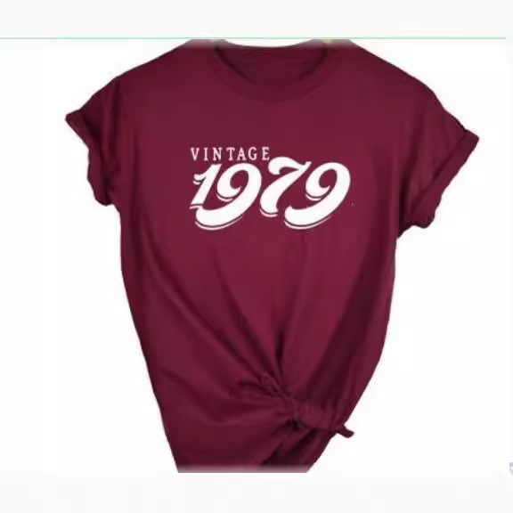 外贸T恤vintage 1979【弯字体】 男女字母欧美街头短袖