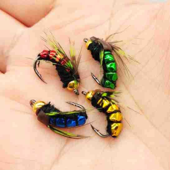 XB022 Green Wing Kung Fu mosca pequeña mosca grande pesca con mosca micro-objeto Lu Ya gancho de pelo cebo para mosca lubina pez mandarín