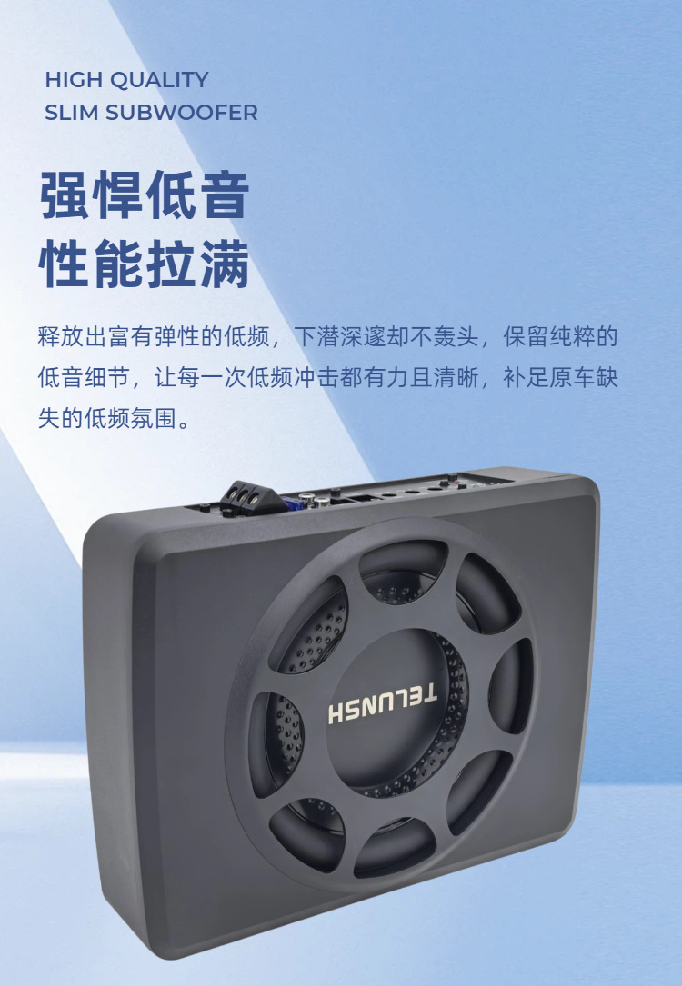 Source Factory 10inch Ultra-Thin Subwoofer for Car Under-Seat High-Power Compact Bass Speaker Car Audio Pure Bass