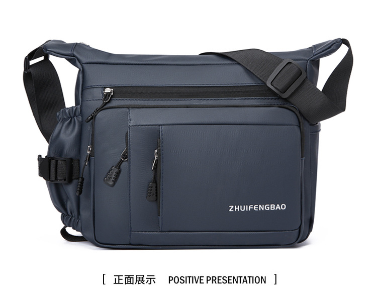 Large-capacity multi-layer men's bag with zipper, fashionable water-resistant crossbody bag, business small backpack, lightweight travel single-shoulder bag undefined