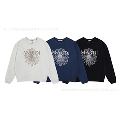 现货潮牌韩国Mardi卫衣金高银同款潮牌小雏菊刺绣印花字母圆领