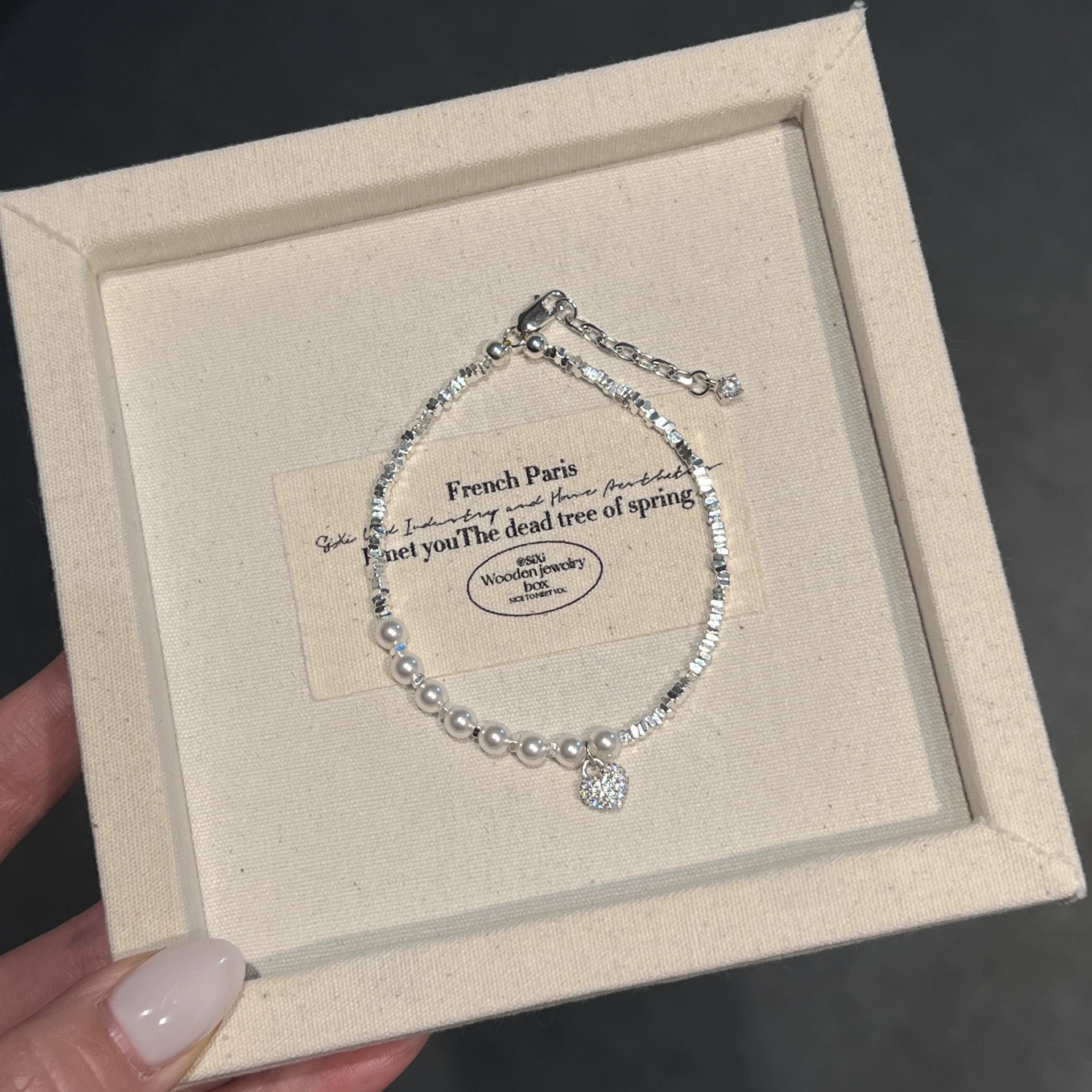 Новый браслет Love из серебра S925 с несимметричной сломанной серебряной жемчужиной, сверкающий Diamond, женский нишевый изысканный браслет Bestie SM