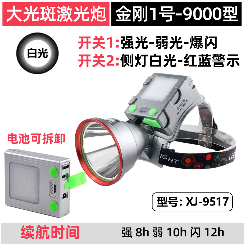 Cañón láser Luz de pesca nocturna Faros de alta potencia Luz fuerte Carga al aire libre Ultra brillante Linterna de largo alcance Lámpara de minero de batería de litio