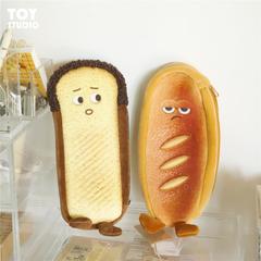 ins expression toast bread plush pen bag long coin purse Japanese cute creative storage bag student gift
