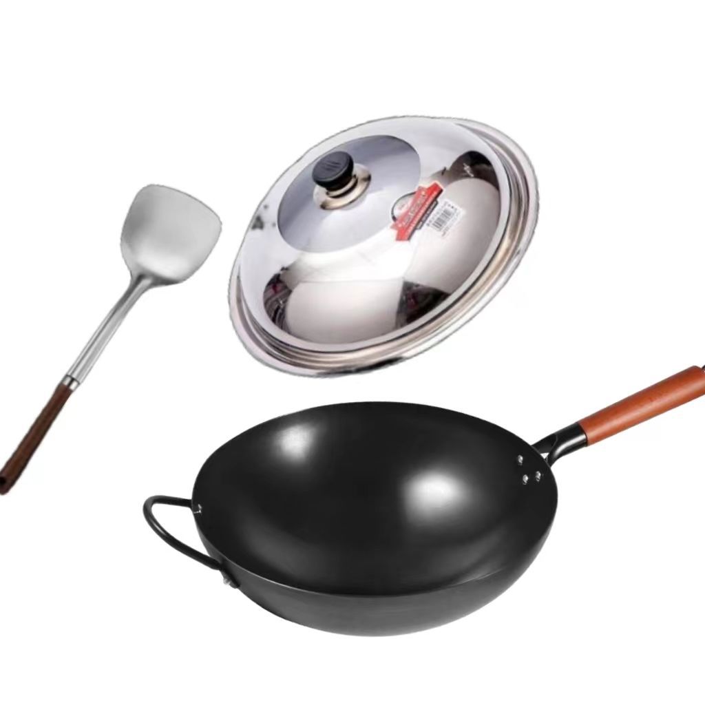 귀가 있는 질화 단일 냄비 + 뚜껑 + 주걱