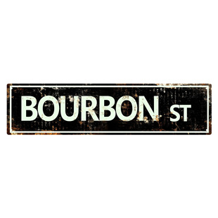 Bourbon St New Orleans Street Theme Tin Painting |   Whiskey Culture Retro Decorative Metal Sign