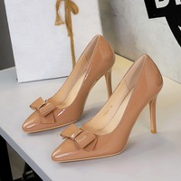 8317-H91 Wind Sexy Stiletto High Heels Shallow Mouth Small Pointed High Heels Versatile Bow Women's Single Shoes