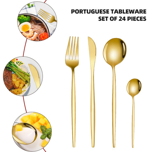 Spoon Cross-Border Western Tableware Gift Set - Bestselling Portugal Stainless Steel High-End 24-Piece Knife, Fork, and Spoon Set