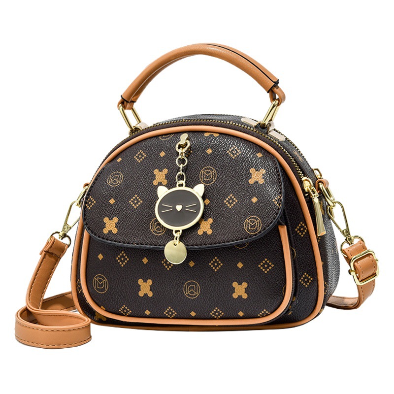 Bolsos Redondos Pequeños Populares de este Año para Mujer, Bolso de Cadena de Moda Veraniega 2025, Bolso Bandolera con Estampado Texturizado