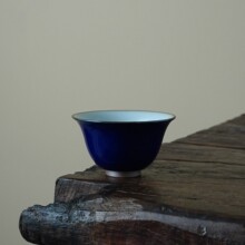 景德镇手工拉坯原矿霁蓝釉铁胎粗陶压手杯内汝窑开片可养主人杯