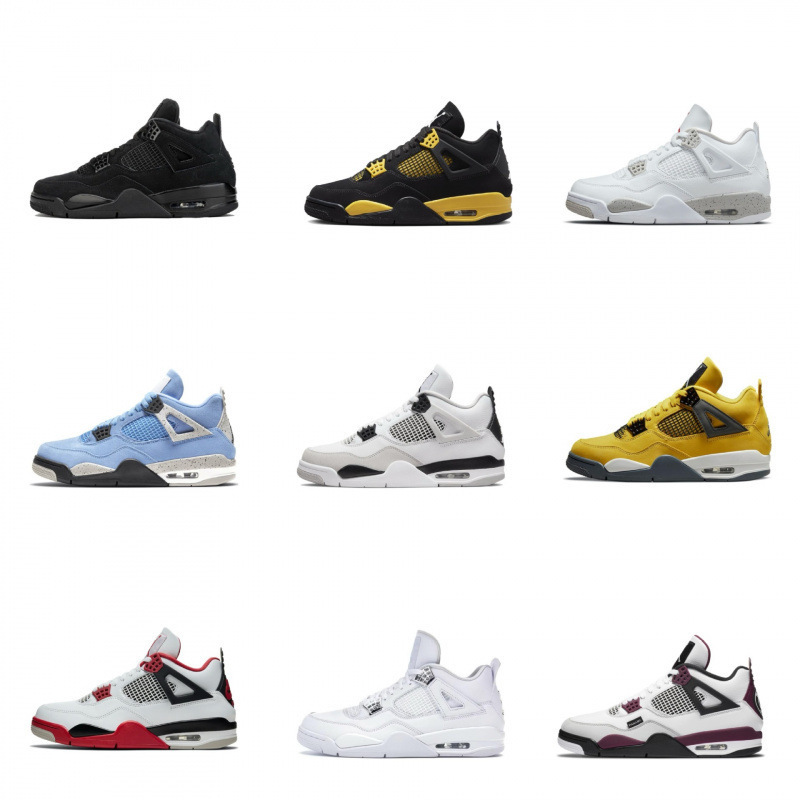 Aj4 White Cement Electric Mother Black Cat University Blue Hot Lava Paris Jordan 4 Foreign Trade Pure Original Women's and Men's Basketball Shoes Putian Aj4 White Cement Electric Mother Black Cat University Blue Hot Lava Paris Jordan 4 Foreign Trade Pure Original Women's and Men's Basketball Shoes Putian