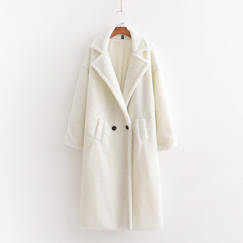 Zau Fashion 2022 Autumn and Winter European and American Artificial Teddy Long-Sleeved Thickeneded Warm Long Women's Outwear