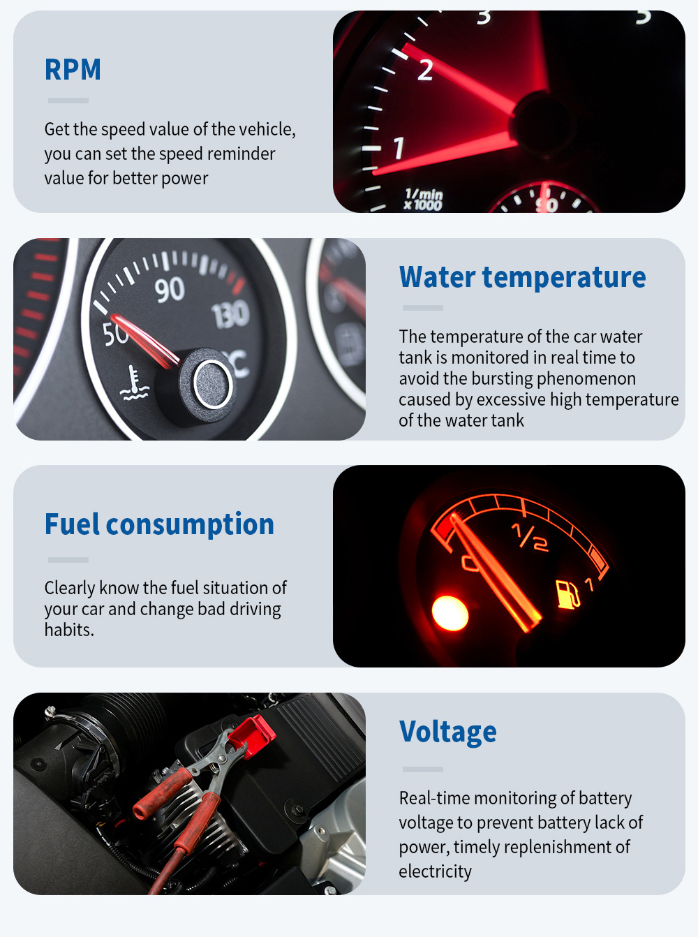 Car Head-Up Display (HUD) Vehicle Speed, Water Temperature, Fuel Consumption Display OBD High-Definition Multifunctional Car Instrument