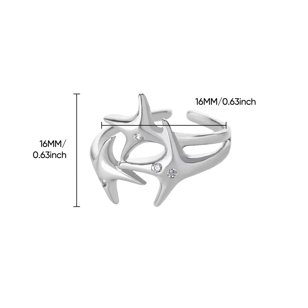 6g Weight Open Rings Classification Adjustable, One Size Ring Size 1 Piece Quantity Daily, Street Occasion Copper Material Star, Flower Pattern All Seasons Season Women's Gender Elegant, Lady Style Wholesale Jewelry Elegant Lady Star Flower Copper Open Rings 4