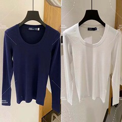 RL正規版 新型Uネック長袖Tシャツ スリムフィット レディース カジュアル 多用途 着痩せ効果 コットン素材 おしゃれ 秋の新作