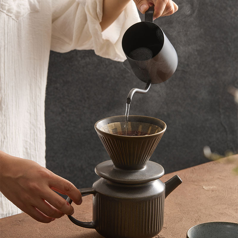 Cafetera de mano de cerámica Filtro inglés para el hogar Juego de taza de filtro de café retro Dispositivos de café por goteo Regalos