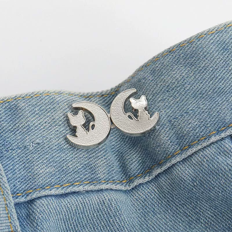 Nail-Free Removable Waist Buckle Pair, Flat-Bottom Seamless Buttons for Pants & Skirts, Assorted Designs