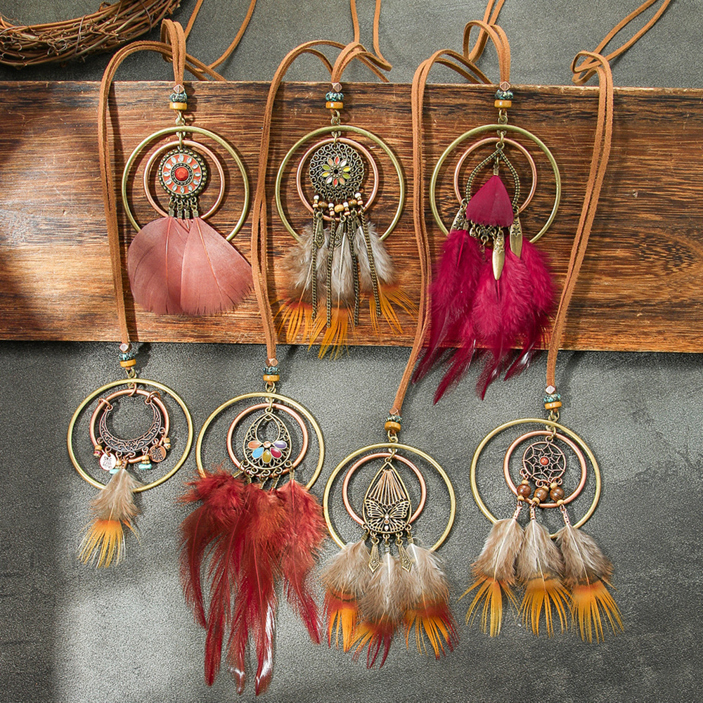 Cross-border Hot Selling Original Design Ethnic Style Necklace Personalized Creative Indigenous Style Feather Pendant Clothing Accessories Women