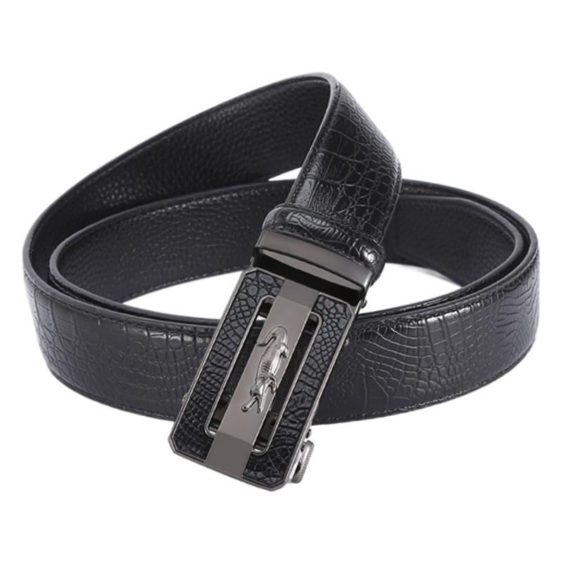 Correa de cocodrilo de los hombres ocasionales de la juventud 2023 aleación individual automático hebilla cinturón puesto de suministro de fábrica al por mayor