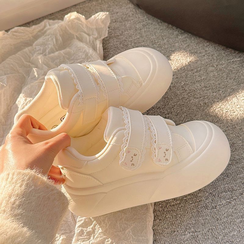 Velcro de fondo grueso zapatos blancos para mujeres 2026 nuevo nicho de primavera estudiantes originales zapatos muffin deportivos casuales
