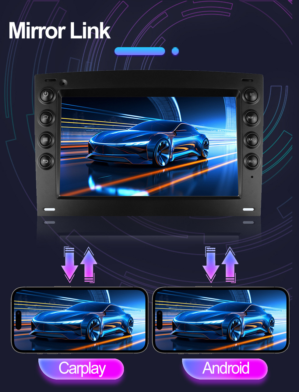 Applicable to 7inch Renault Megane Ii 2002-2009 Android Mp5 Bluetooth Car Navigation All-In-One Device Carplay